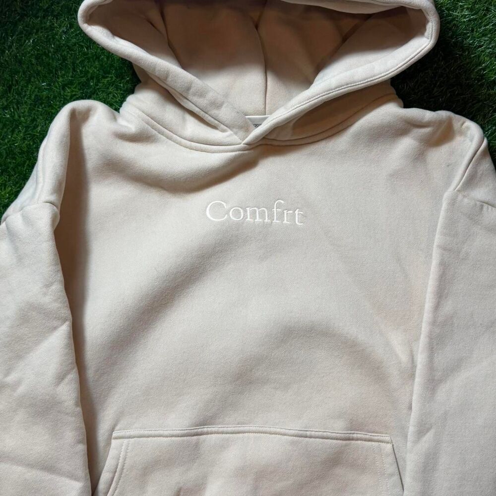 Comfrt Women's Cream and Tan Hoodie - Picture 2 of 5